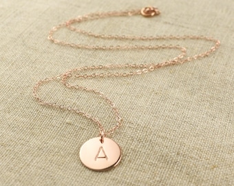 ROSE Gold Disc Necklace, Initial Disc Necklace, 14k Rose Gold Filled, Multiple Discs, Pink Gold, Monogram Necklace, Mothers Day Gift