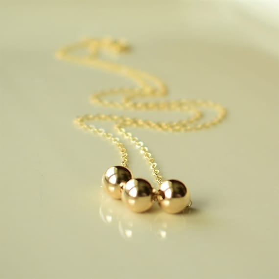 Gold Beads Necklace, 14k Gold Filled 