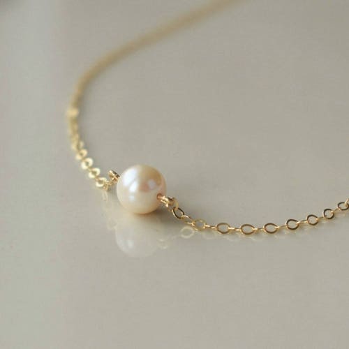 Solitaire Pearl and Gold Filled Satellite Chain Necklace - Etsy