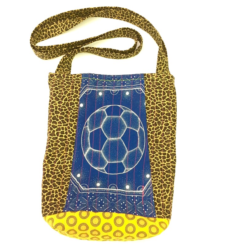 Mabhiba Stadium quilted cross body crossbody tote bag handmade Tanzania Shweshwe textile