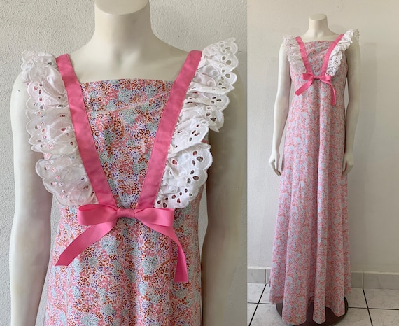 Vintage 70s Dress Liberty House Hawaii Prairie Ro… - image 1