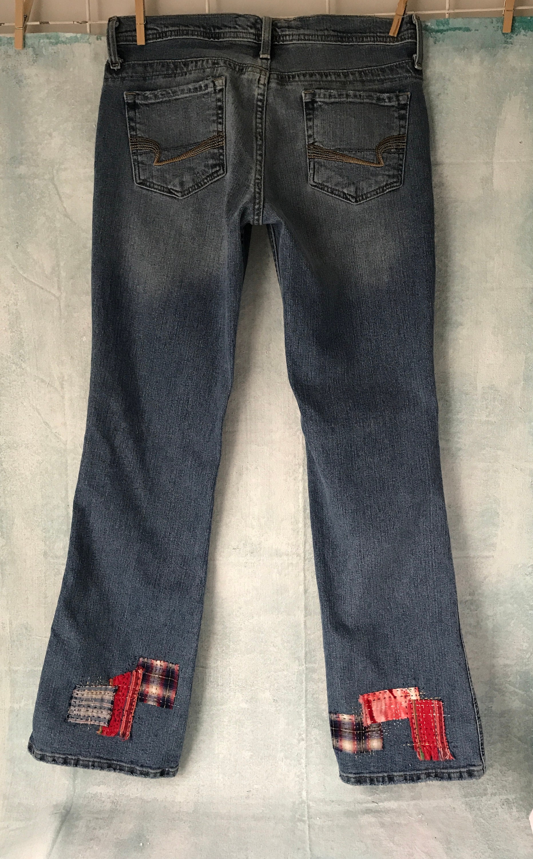 Boro Style Patched Denim Jeans AE Size 6 Reg Hippie Boho Chic - Etsy