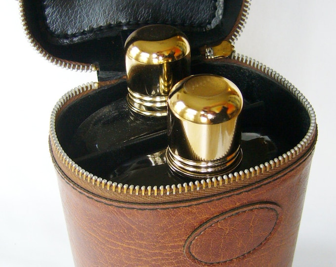 Vintage Faux Leather Liquor Travel Case W/ Glass Bottles Etsy