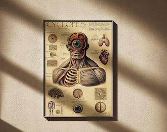 Cyclops Anatomy Print: Medieval Mythical Creature Art
