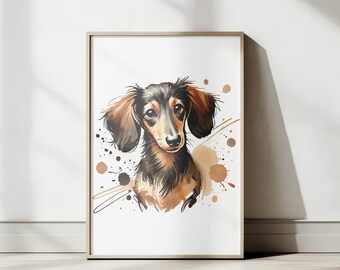 Dachshund Art Print, Original Watercolor Dog Drawing, Nursery Decor