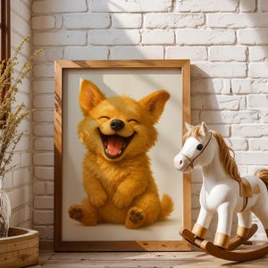 Cute puppy poster, Nursery wall art, Baby animal print, Smiling dog print, Happy dog art, Kids room poster, Animal lover gift