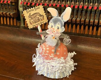 Dollhouse Miniature Artisan Vintage Landscaped Easter Scene Inside Easter Egg--Tiny Scale