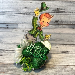 Retro St Patricks Day Decor Leprechaun Decoration Vintage St Patricks Day Handmade Irish OOAK St Paddys Day Retro Home Decor Table Decor