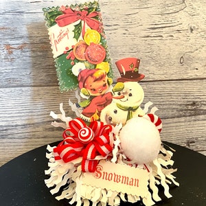 Retro Christmas Decor Vintage Christmas Snowman Kitschy Christmas Snowflake Unique Christmas Assemblage MCM Christmas Decor Vintage Snowman