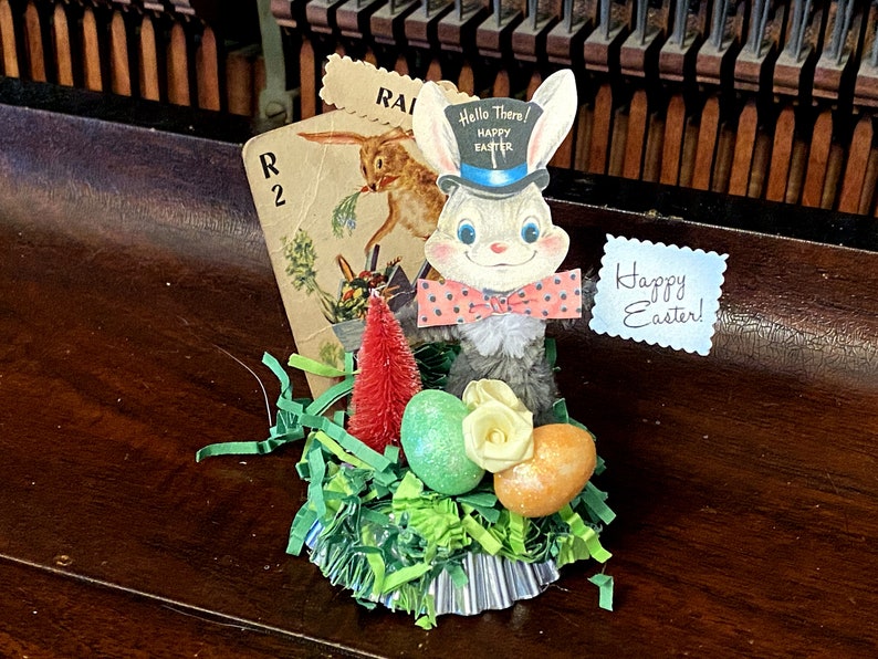 Retro Easter Decor Vintage Easter Bunny Decoration Chenille Etsy