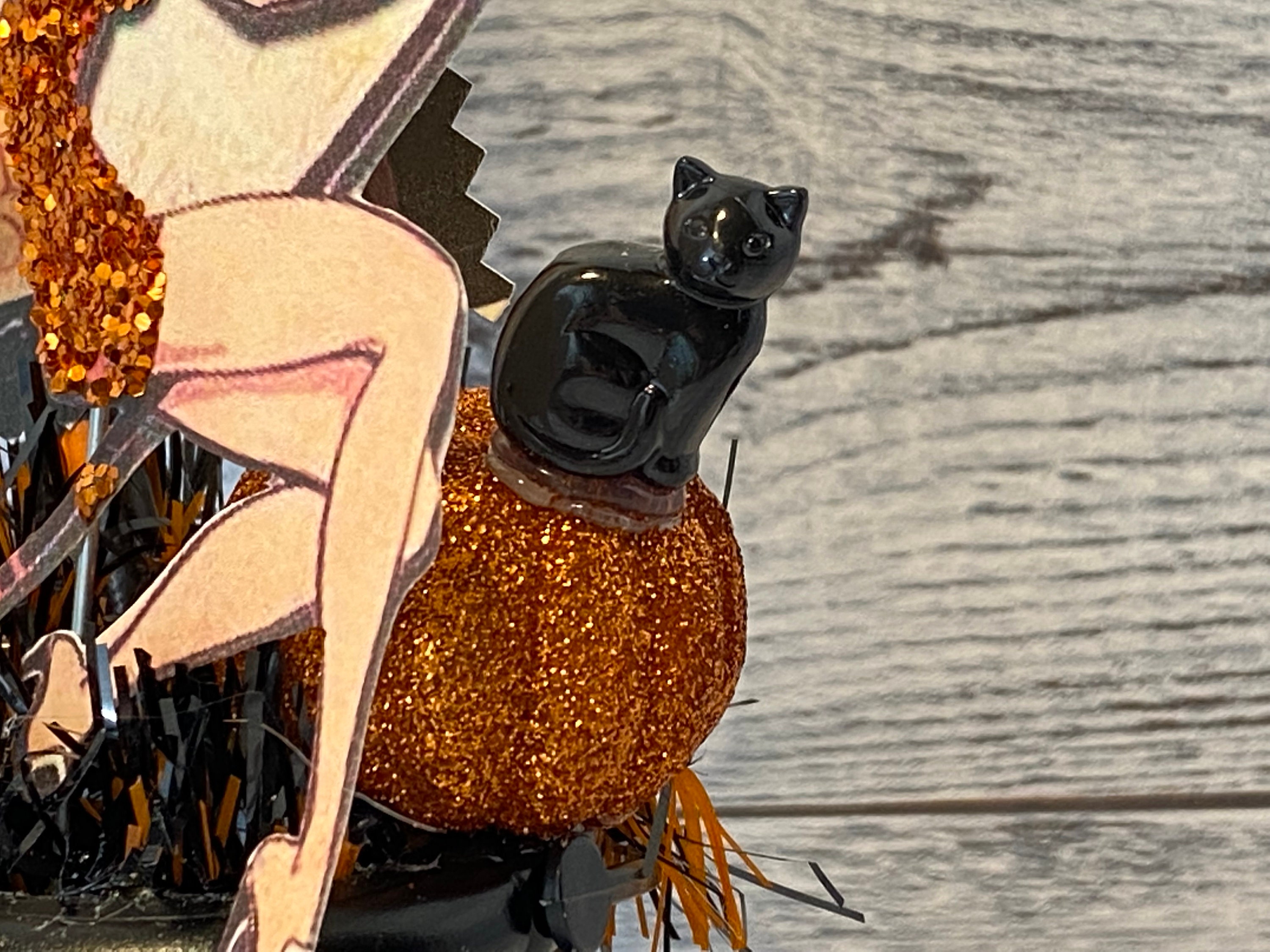 Vintage Halloween Pin Up Cat