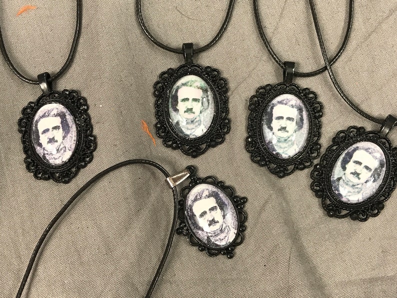 Edgar Allan Poe Necklace Halloween Necklace Gothic Jewelry Etsy