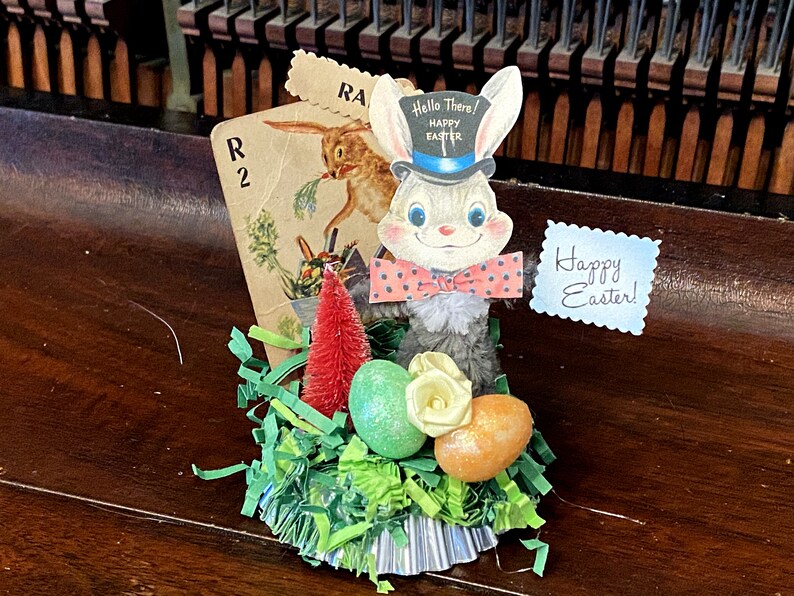 Retro Easter Decor Vintage Easter Bunny Decoration Chenille Etsy