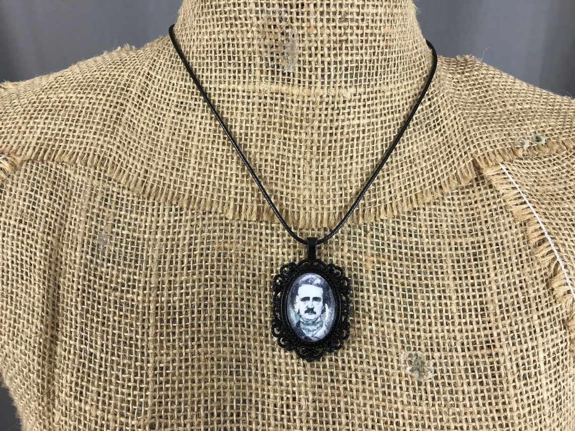 Edgar Allan Poe Necklace Halloween Necklace Gothic Jewelry Etsy