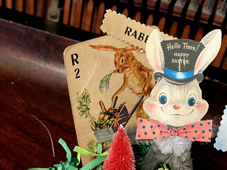 Retro Easter Decor Vintage Easter Bunny Decoration Chenille Etsy