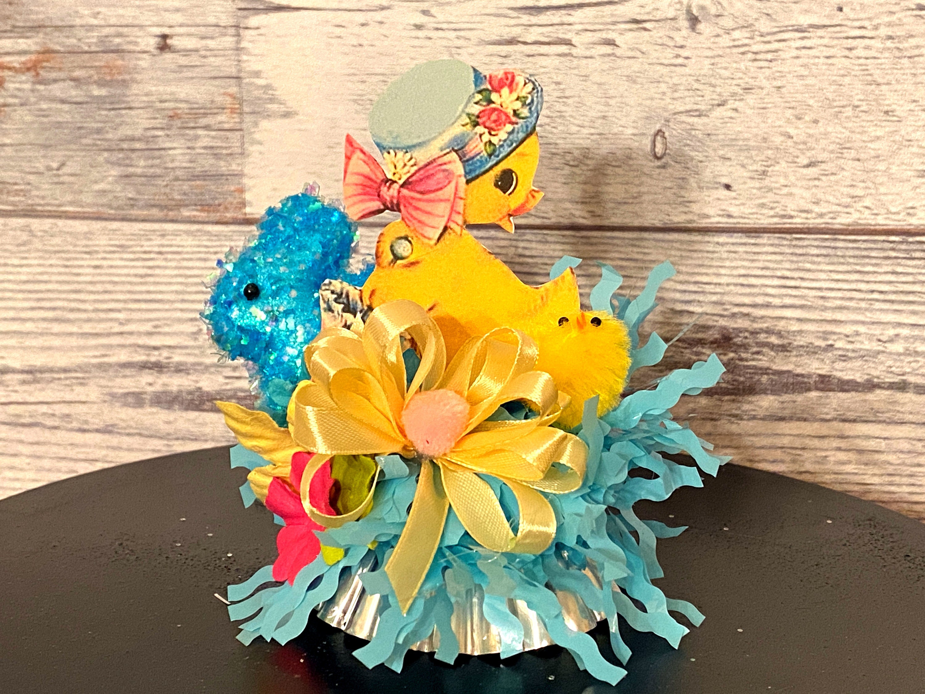 Vintage Easter Chick Decor: Retro Kitsch Tart Tin Assemblage - Etsy