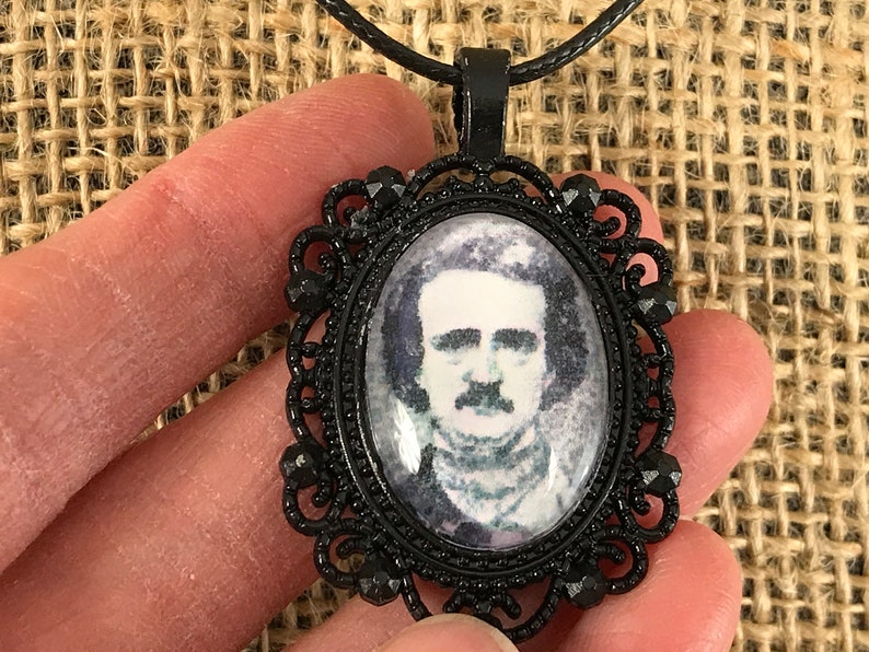 Edgar Allan Poe Necklace Halloween Necklace Gothic Jewelry Etsy