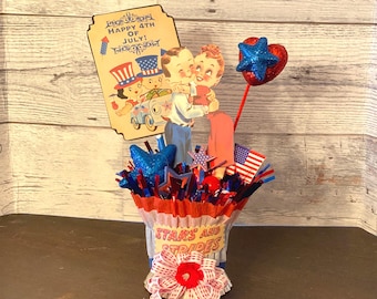Vintage Americana Nut Cup: Retro 4th of July Patriotic Decor