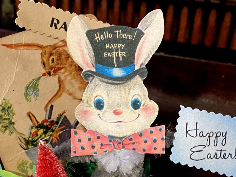 Retro Easter Decor Vintage Easter Bunny Decoration Chenille Etsy