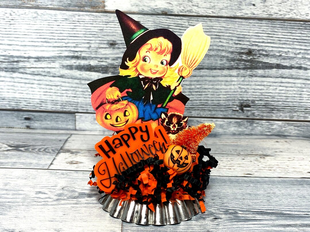 Retro Witch Decor Vintage Witch Decor Happy Halloween Decoration Retro Halloween Decor Unique ...