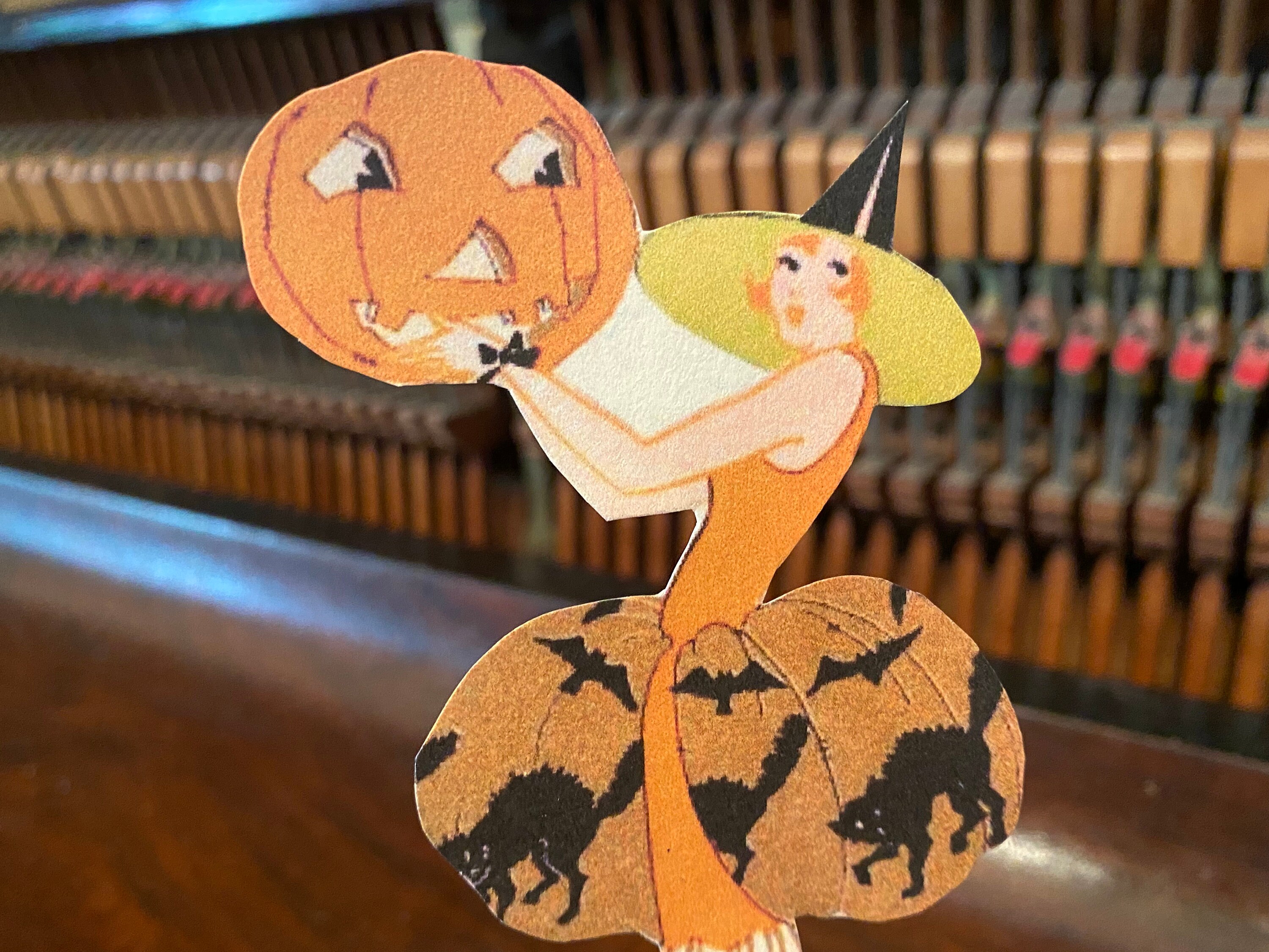 Art Deco Halloween Decor Vintage Halloween Witch Black Cat Etsy UK