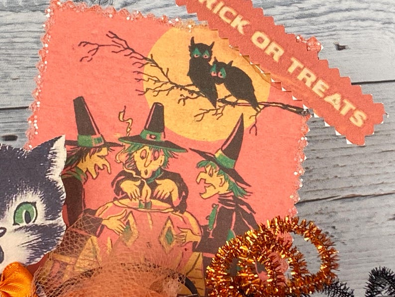 Retro Black Cat Halloween Decor, Witch Jack O Lantern Tier Tray Display ...