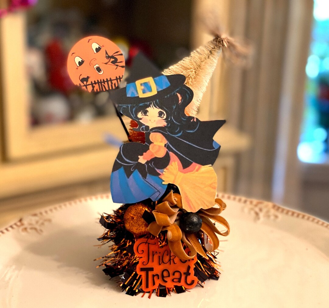 Retro Halloween Decor Vintage Witch Decor Kitschy Halloween Assemblage ...
