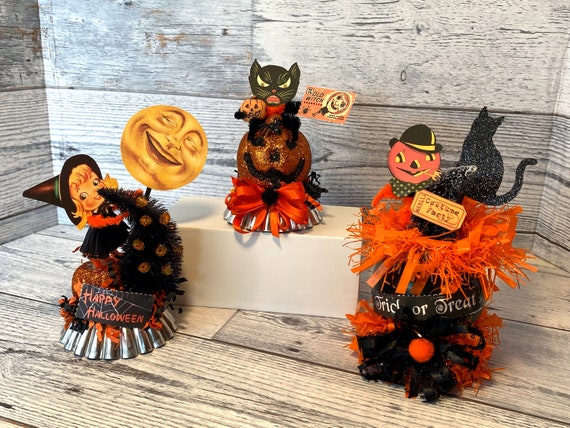 Retro Halloween Decorations Vintage Halloween Set of 3 Witch - Etsy