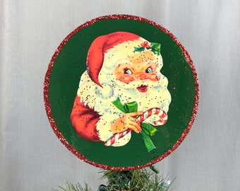 Santa Christmas Tree Topper Vintage Santa Decoration Christmas Decor OOAK Unique Tree Decor