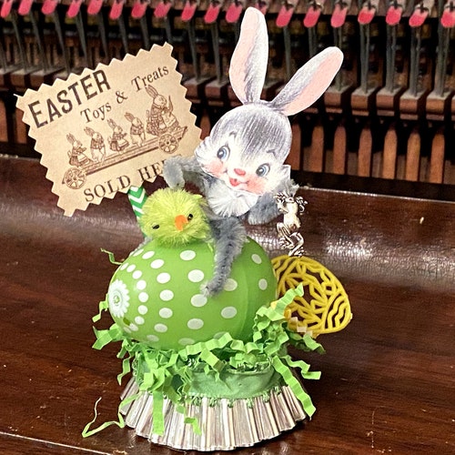 Vintage Easter Decor Easter Bunny Decoration Kitschy Easter Etsy