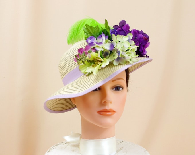 Lavender and Cream Hat Purple Floral Hat Church Hat Etsy