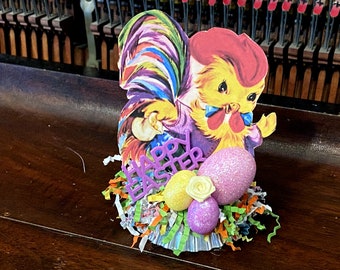 Vintage Easter Decor Retro Easter Decoration MCM Easter Chick Happy Easter Kitschy Decor Handmade Easter Table Decoration Retro Home Decor