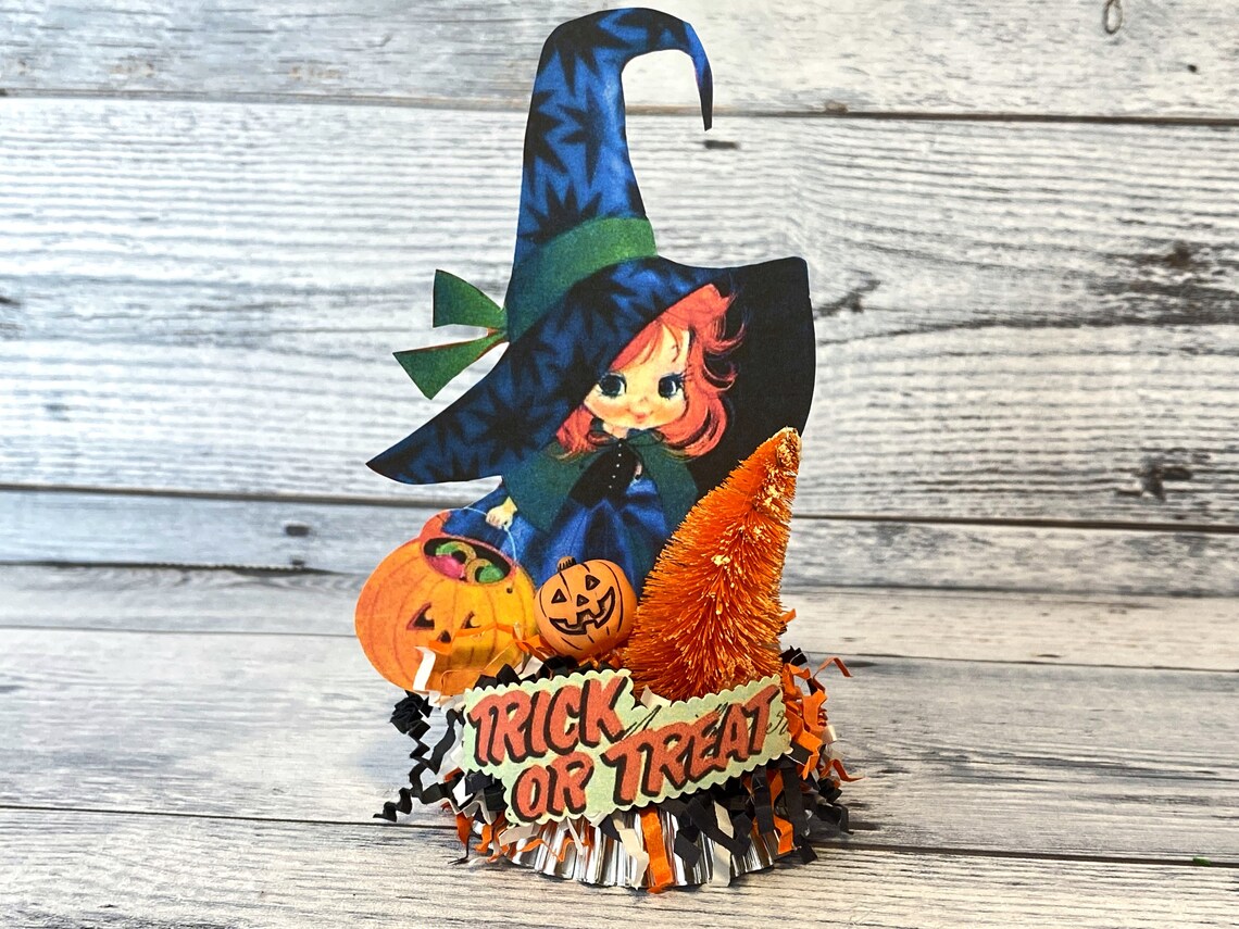 Vintage Halloween Witch Decoration, Jack O Lantern, Trick or Treat ...