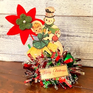 MCM Christmas Decor Retro Snowman Decor Vintage Christmas Decoration Vintage Christmas Assemblage Table Decor Tiered Tray Decor Ornament