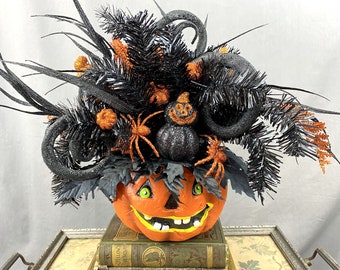 Glitterville Jack O'Lantern Halloween Decoration Paper Mache Werewolf 7th