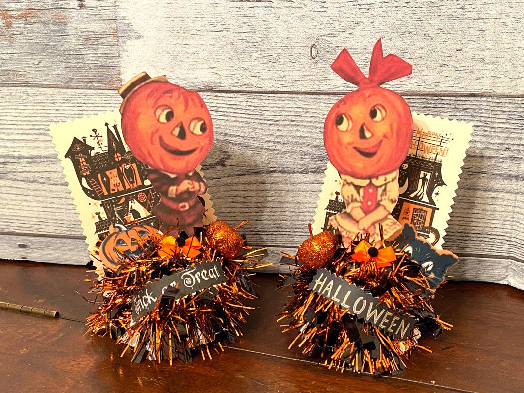 Vintage Halloween Jack O' Lantern Decor: Retro Tabletop Set - Etsy