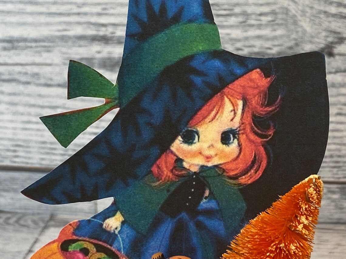 Vintage Halloween Witch Decoration, Jack O Lantern, Trick or Treat ...