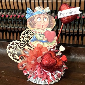 Retro Valentines Decor MCM Valentine Decor Be Mine Vintage Valentines Decoration Kitschy Valentine Table Decoration Tier Tray Decor Hearts