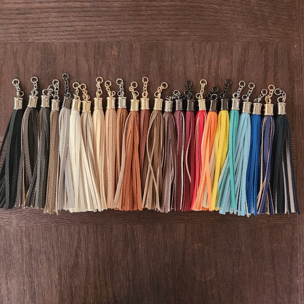 6 inch faux leather tassel keychains