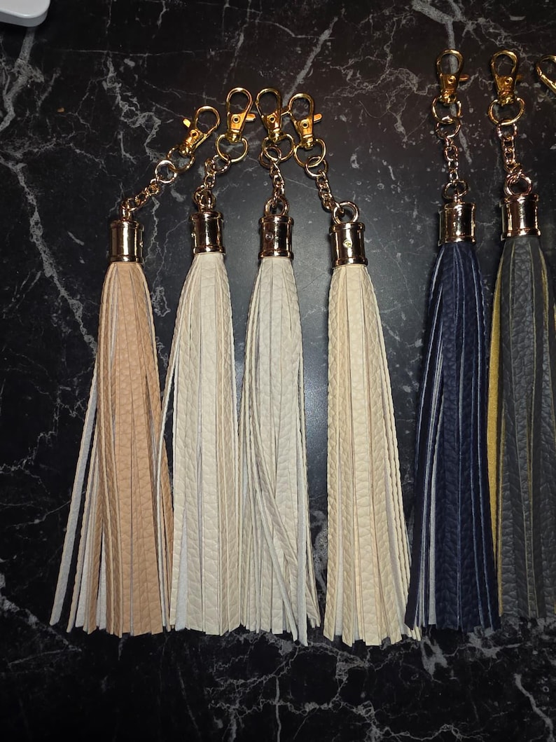 6 inch faux leather tassel keychains image 9