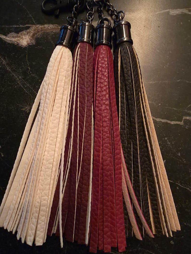 6 inch faux leather tassel keychains image 4