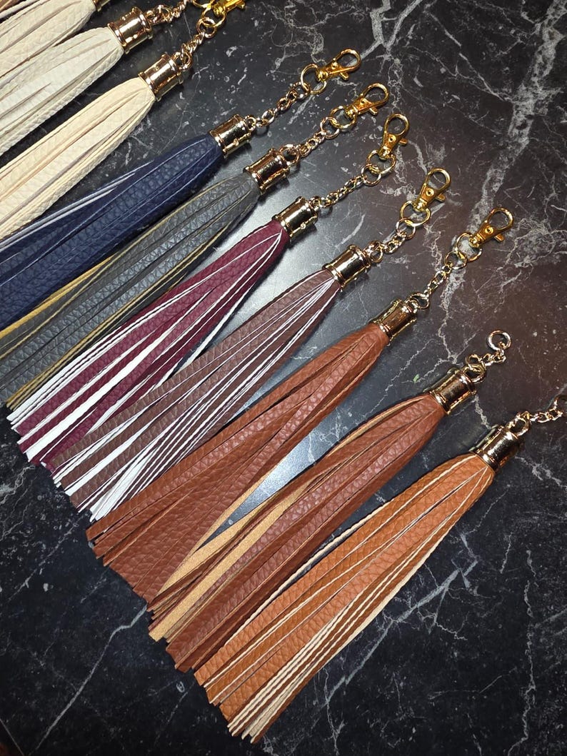6 inch faux leather tassel keychains image 10
