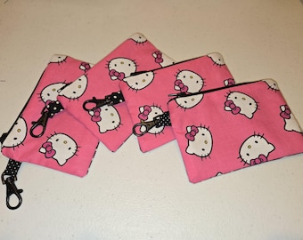 PINK kitty | MINI ID zipper wallet pouch keychain with swivel hook!