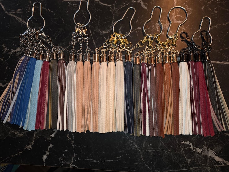 6 inch faux leather tassel keychains image 3