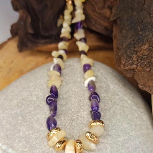 Amethist parelmoer ketting | 50 cm verstelbare lavasteen sieraden | Derde Oog Kroonchakra | Aangepaste lengte, cadeau voor haar