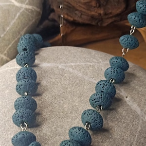 Natural Stone,Lava Stone Necklace for Women,Handmade Beaded Gemstone Jewelry,Healing Energy Grounding Necklace,Elegant Boho Gift