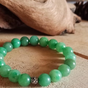 Jade Stone,10mm Bracelet for Men & Women,Natural Stone Beaded Bracelet,Handmade Elastic Gemstone Jewelry,Healing Energy Prosperity-Balance