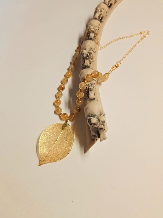 Anloximt Collier Citrine - Pendentif En Naturel - Colliers énergétiques Bijoux D'anniversaire Cadeaux Saint Valentin Pour Femme Petite Amie Maman