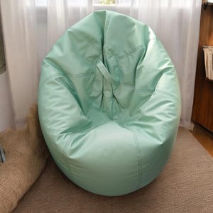 Mint Green Sofa Bean Bag Chair Cover: Modern Faux Leather Floor Seating