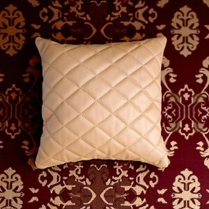 Quiltat läderörngott: Cognac orange diamantsöm - 16x16